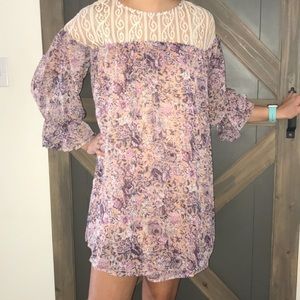 Lace top floral dress